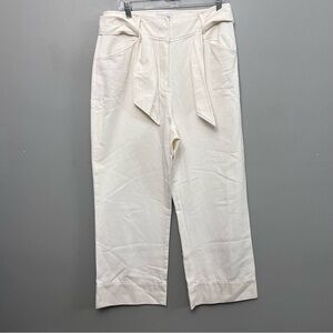 Intermix White Wide Leg Faux Cuff Denim Pants W/ Belt Size 14